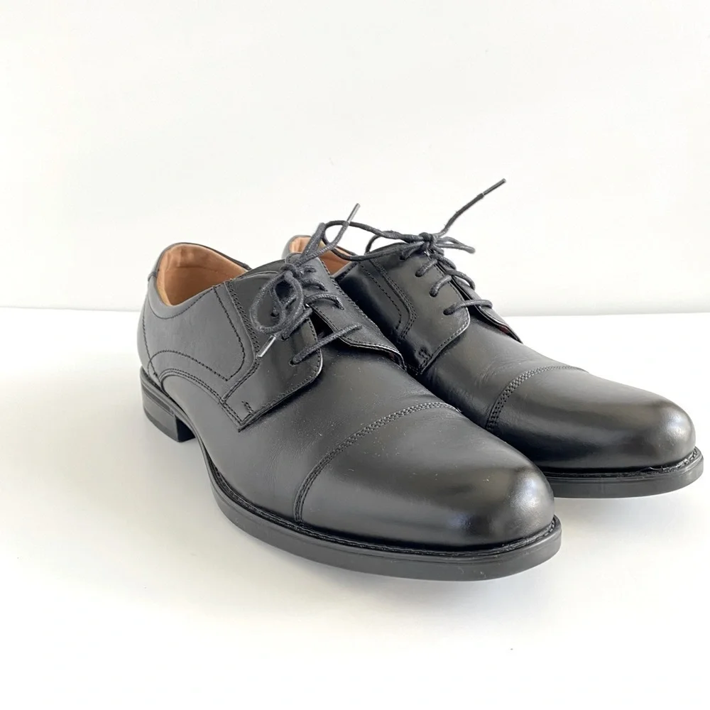 FLORSHEIM Black Leather Midtown Cap Toe Oxford Lace Up Shoes Men's 10D